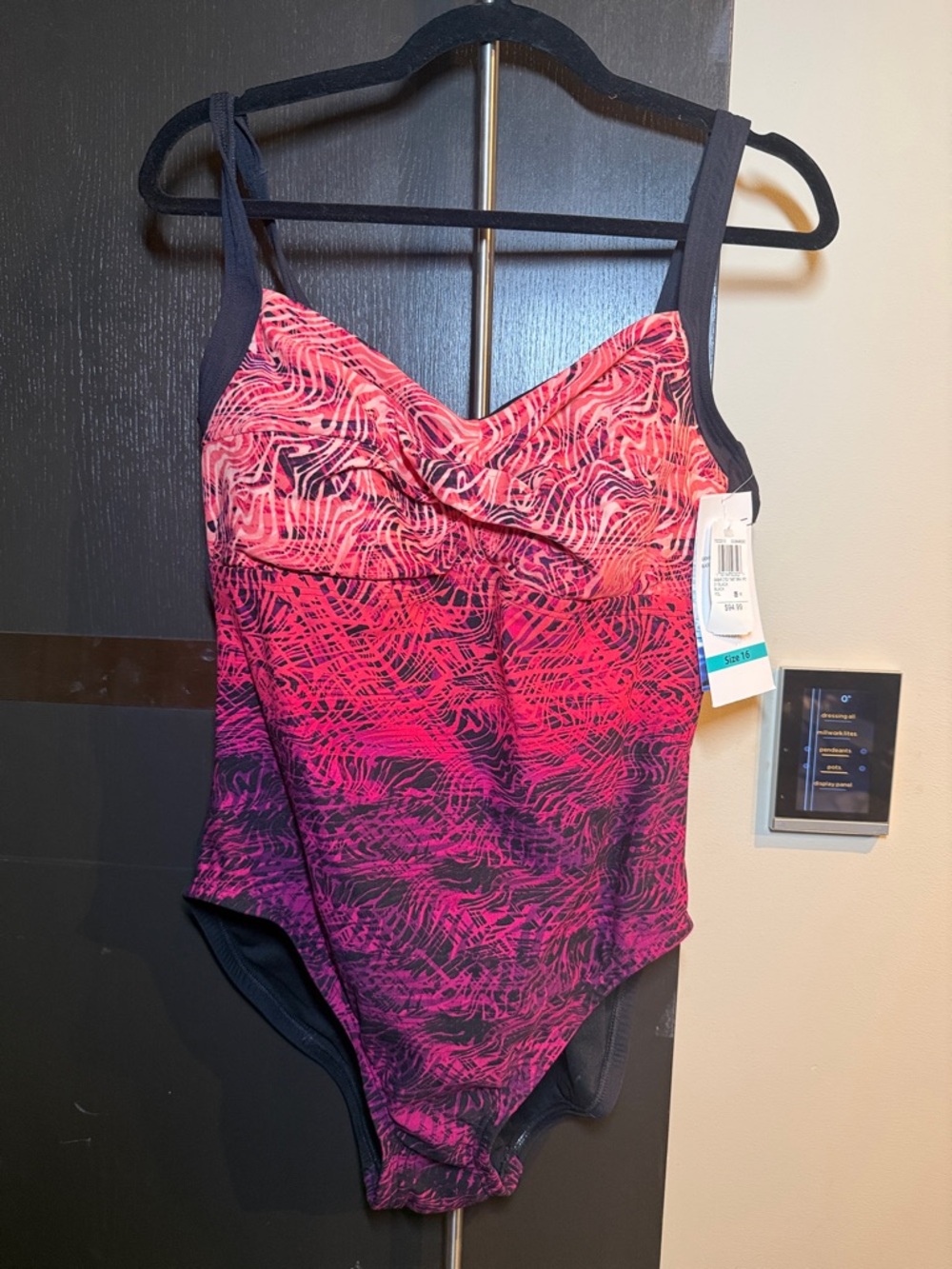 Women's Pink Ombre One-Piece Swimsuit with Black Accents - Brand Unknown